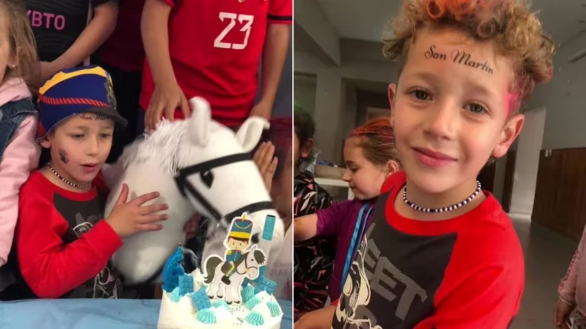 El nene hizo su cumpleaños con la temática de San Martín y fue viral.