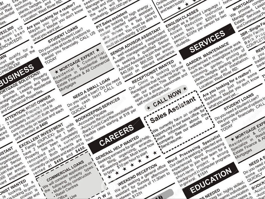 Modelo de aviso clasificado en inglés