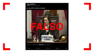 Es falso que Victoria Villarruel posó con un cartel de Cristina Libre.