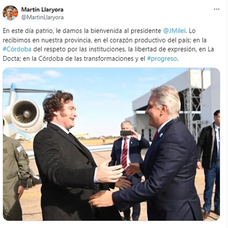 El posteo del gobernador cordobés en sus redes sociales. El posteo del gobernador cordobés en sus redes sociales.