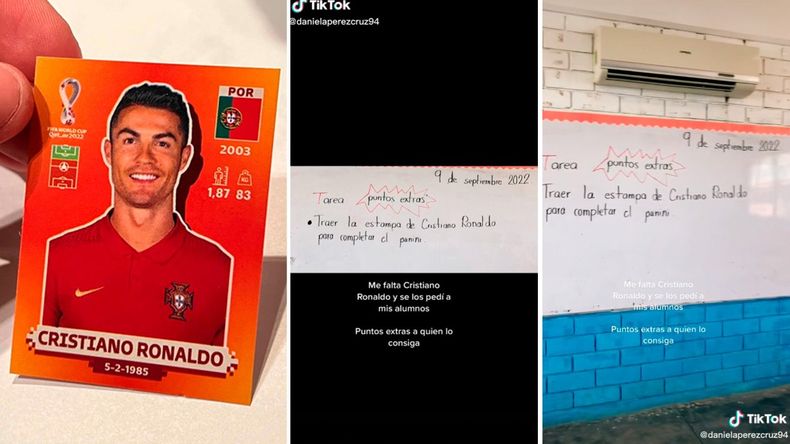 Una maestra solicitó a sus alumnos traer al aula una figurita de Cristiano Ronaldo con el objetivo de completar su álbum.&nbsp;