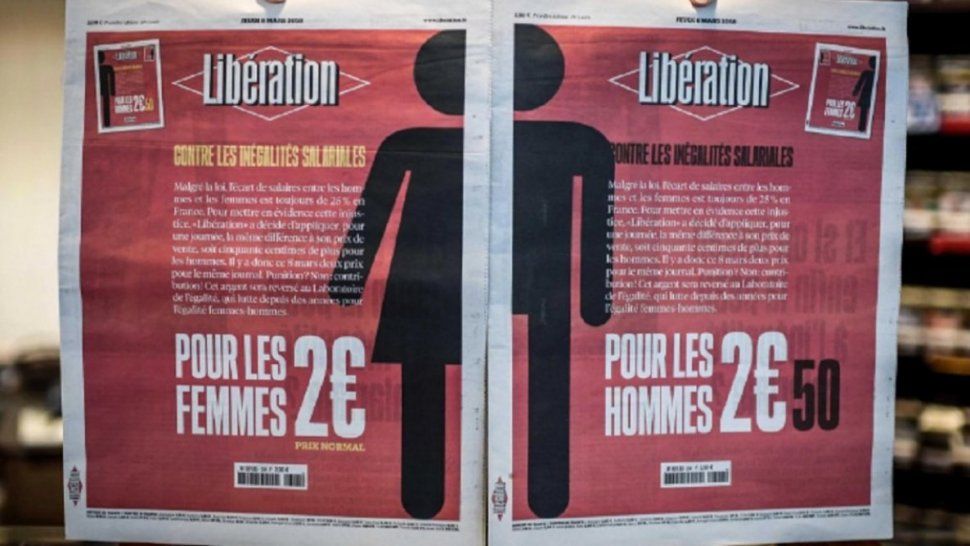 Un diario francés subió 50 centavos de euro cada ejemplar para los hombres