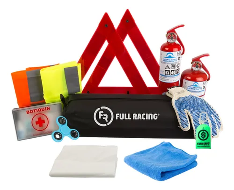 El kit reglamentario para viajes en auto, también llamado Equipo de Prevención y Seguridad Vial, es un conjunto de elementos obligatorios por ley para prevenir accidentes y asistir en emergencias, incluyendo matafuegos (extintor), balizas triangulares, chaleco reflectivo (recomendado), botiquín de primeros auxilios, y herramientas básicas como gato, llave de cruz y rueda de auxilio