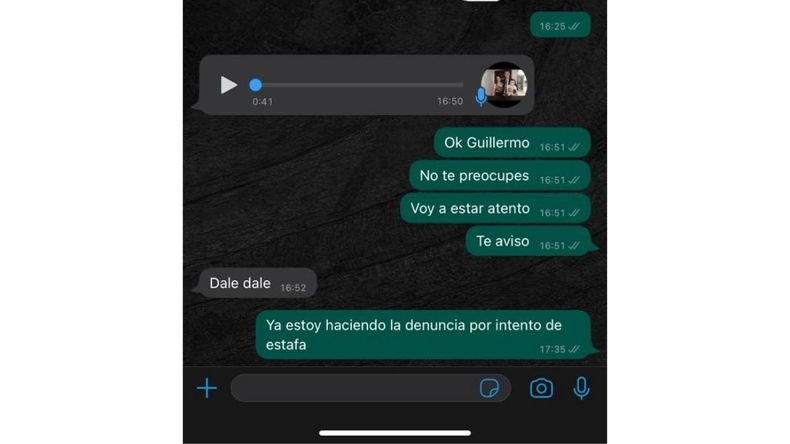 El intento de estafas terminó cuando la víctima advirtió que haría la denuncia.