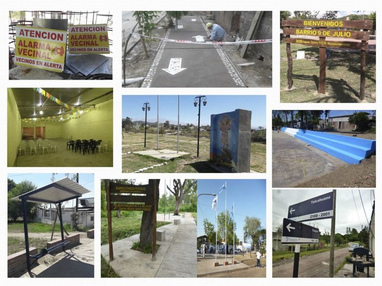 Las imágenes son algunos de los proyectos ejecutados por los vecinos que no pagaron los impuestos de la manera tradicional, sino que realizaron acciones para sus barrios