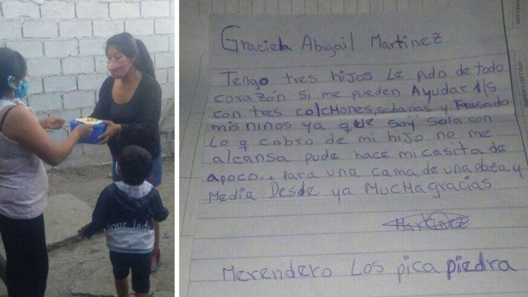 Merendero Picapiedra (foto ilustrativa) y la carta realizaba por la mamá de los niños.