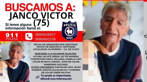 Todo Jujuy | buscan a un hombre de 75 años