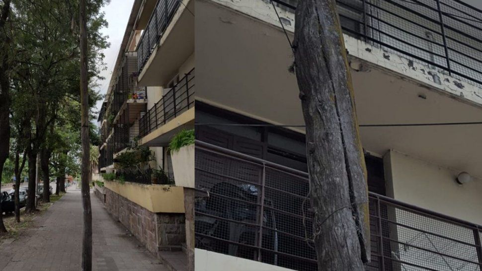 un poste en medio de la vereda y atado con alambre amenaza a los vecinos 