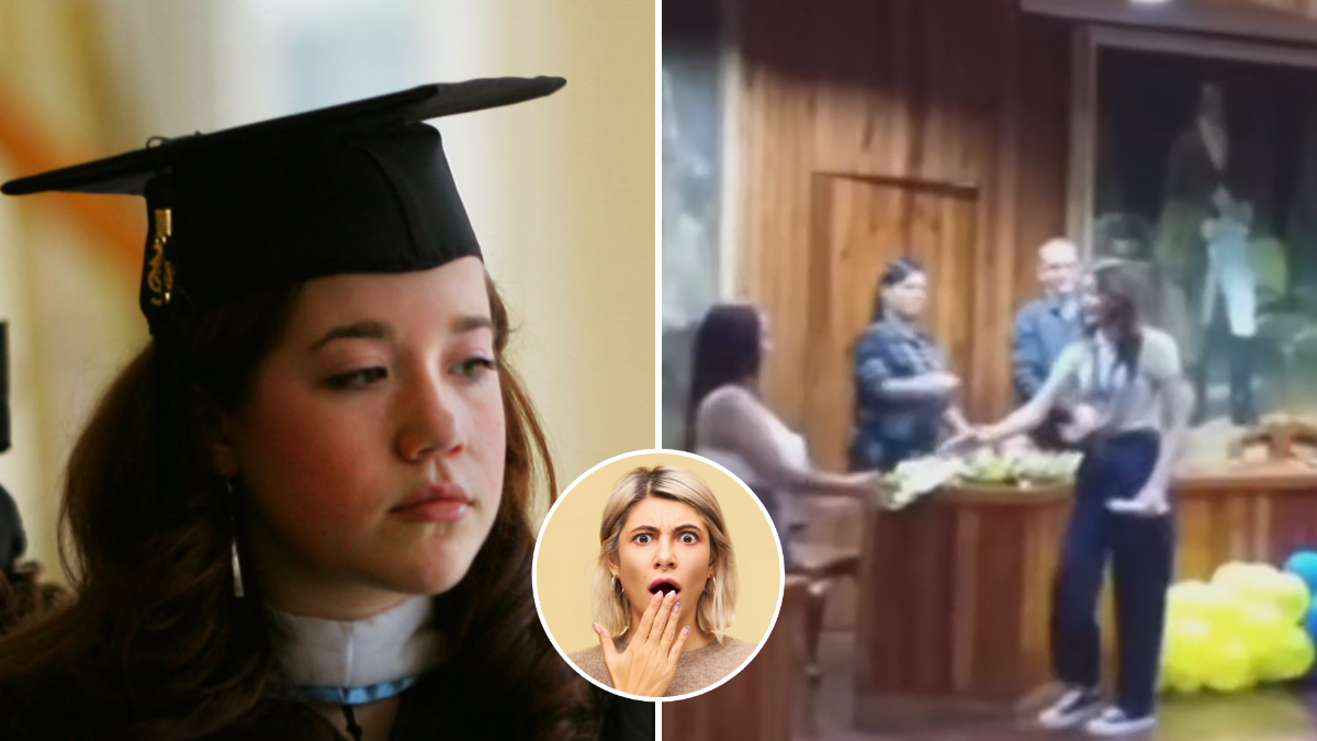 La joven evitó saludar a los profesores y fue filmada.