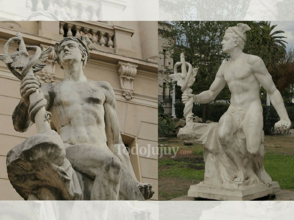 Foto comparativa: escultura Lola Mora