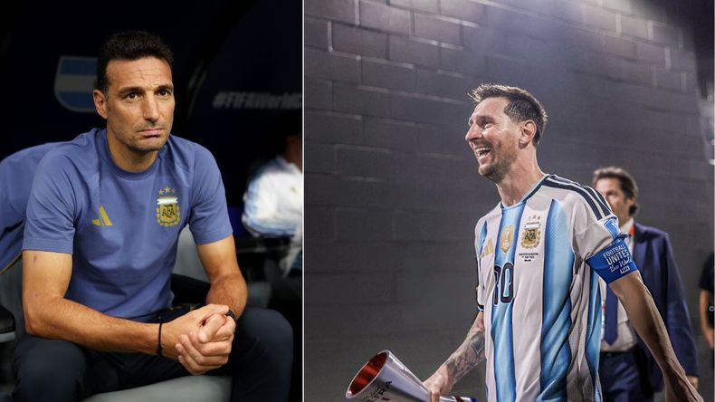 Scaloni en conferencia de prensa en el Mundial.