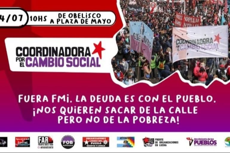 Hoy a partir de las 10 hs. los movimientos sociales realizarán una jornada de lucha nacional. En Jujuy la concentración será en Plaza Belgrano con movilización.