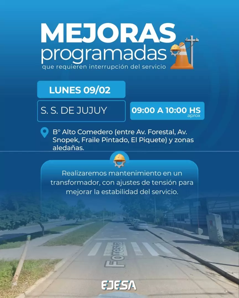 Interrupción programada de energía en San Salvador de Jujuy