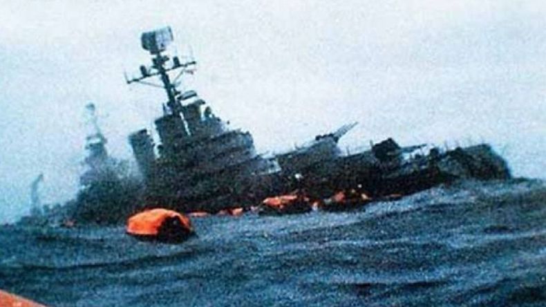 Hundimiento del crucero General Belgrano en la guerra de Malvinas (Archivo)