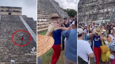 Una mujer subió sin permiso a las ruinas mayas y causó escándalo.&nbsp;