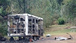 Así quedó el puesto móvil de Gendarmería luego del ataque mapuche.