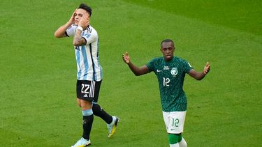 Lautaro Martínez ante un gol anulado en el Mundial Qatar 2022.
