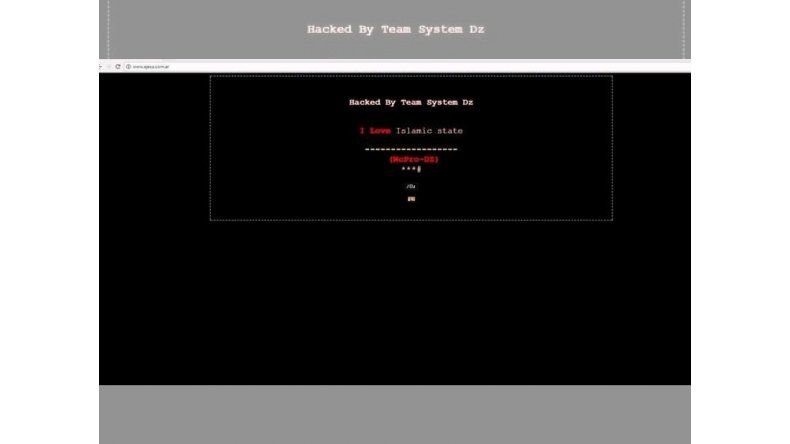Intervinieron la web de EJESA dejando un mensaje que apoya el Islam