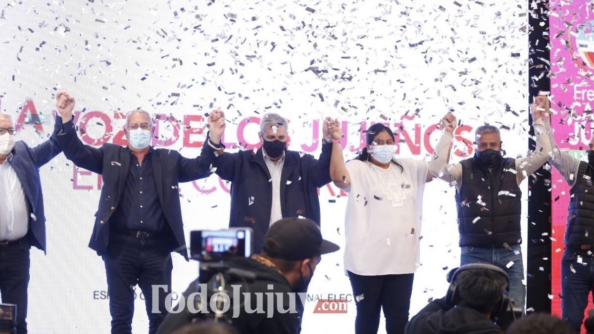 Bohuid, Sarapura y Santillán junto al vicegobernador Carlos Haquim. Gerardo Morales festejó desde Buenos Aires el triunfo del Frente Cambia Jujuy.