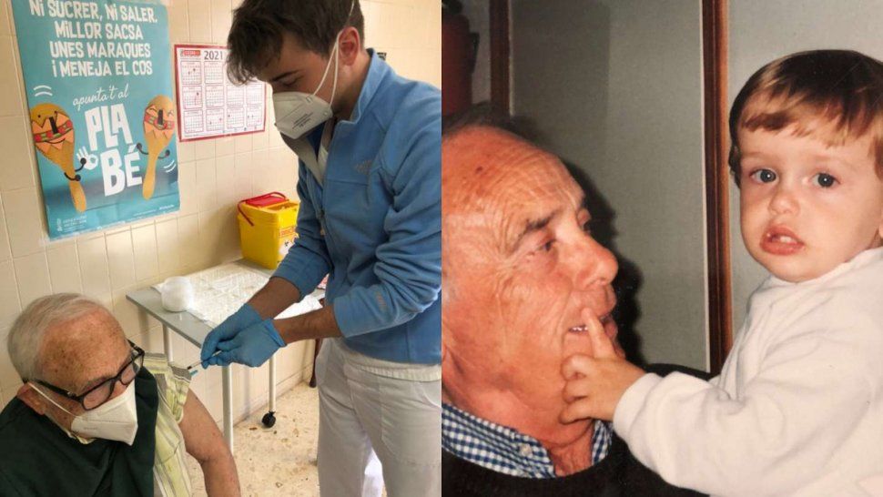 Julián Arrufat vacunó a su abuelo y se volvió viral en España