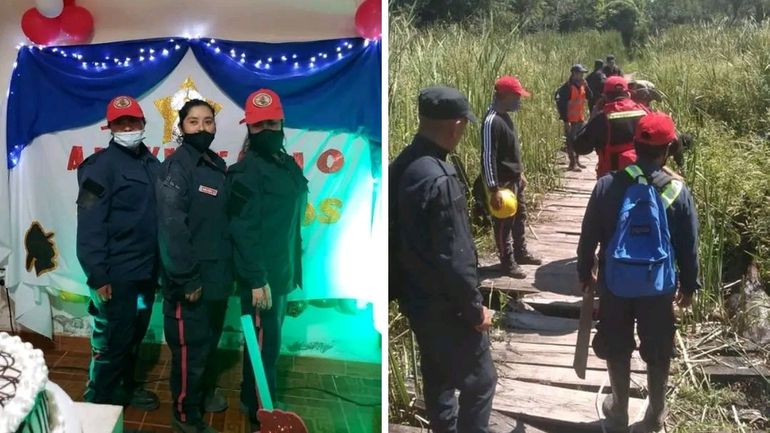 Los bomberos y las bomberas trabajan en la búsqueda de personas.
