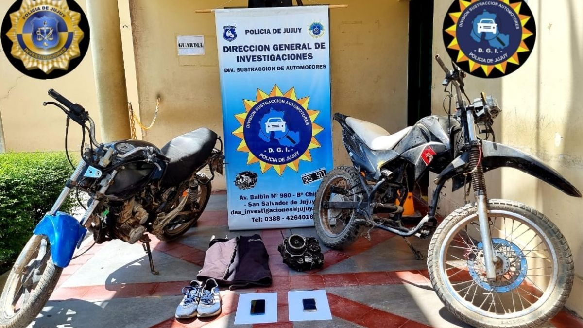 Recuperaron una moto robada en San Pedro y secuestraron otra de dudosa procedencia. /Foto: Policía de Jujuy