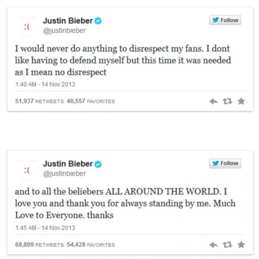 Tweets de Justin Bieber