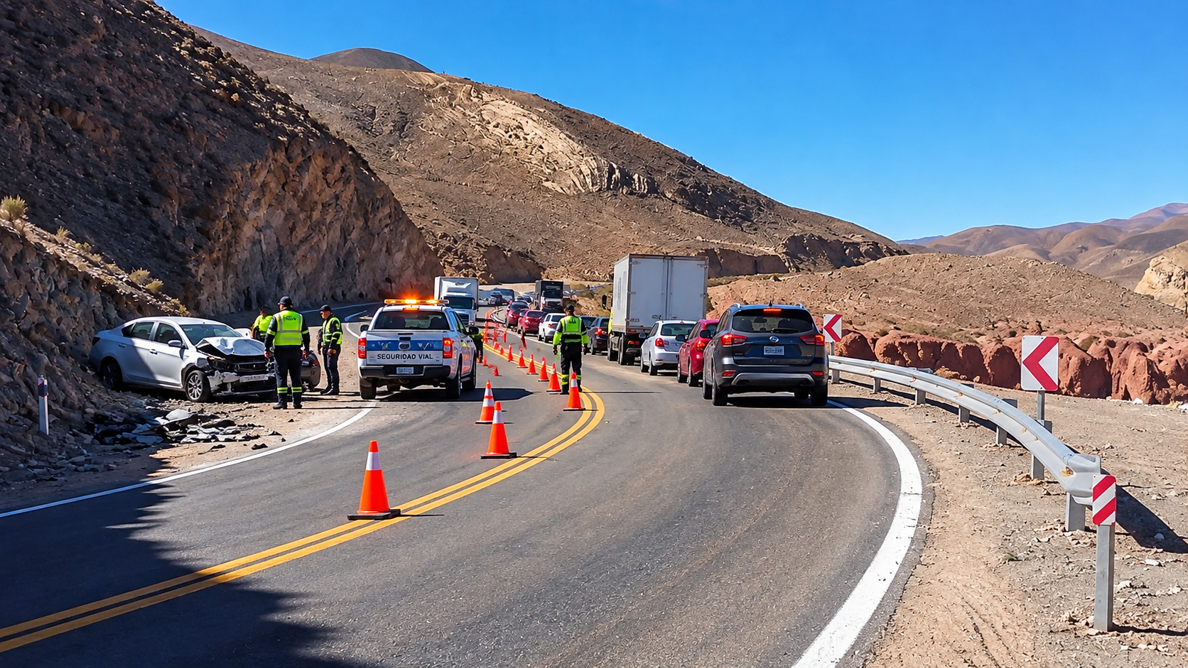 Incidente vial en ruta 52&nbsp; - Imagen creada con IA