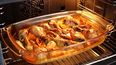 Pollo al horno glaseado con mandarina.