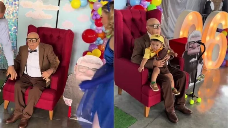 El abuelo emocionó y generó ternura en las redes sociales.