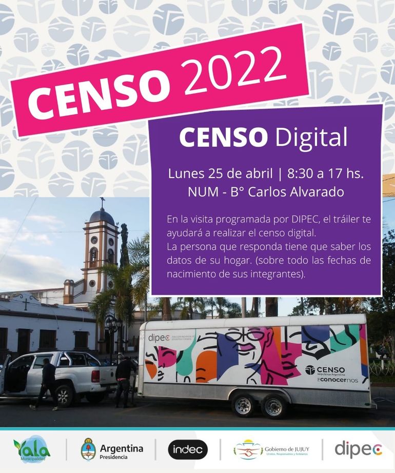 Censo 2022: hoy el tráiler informativo estará en Lozano