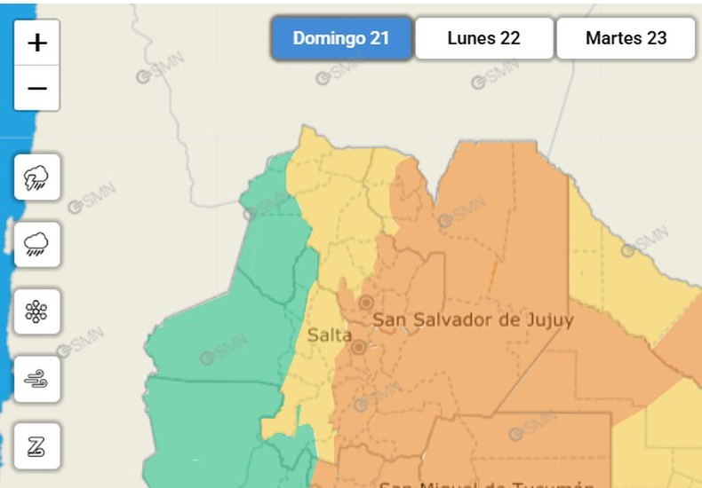 El SMN renovó alertas en Jujuy: alerta naranja en Valles y Yungas y amarilla en la Puna