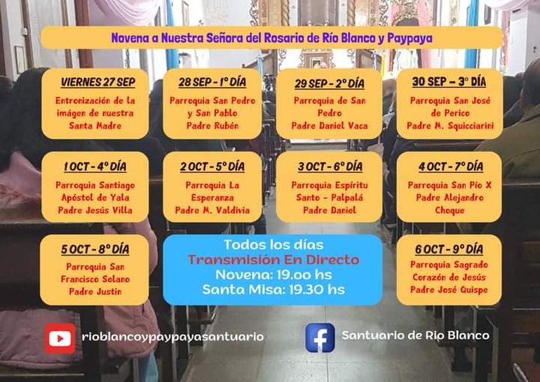 Entronización este viernes y Novena de la Virgen de Río Blanco el sábado