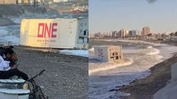 La aparición de un contendor flotando frente a la costa sorprendió a los habitantes de la zona. &nbsp;