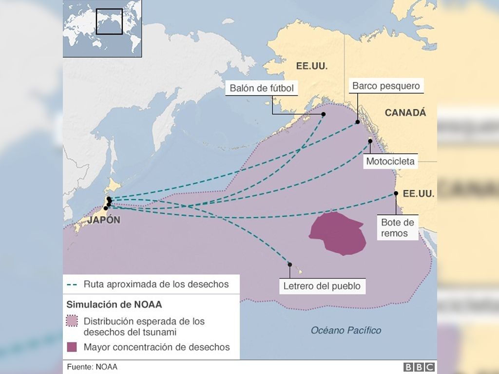 Mapa de objetos perdidos del tsunami