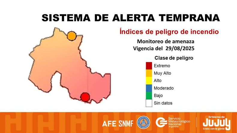 Sistema de alerta por el índice de peligro de incendios en Jujuy
