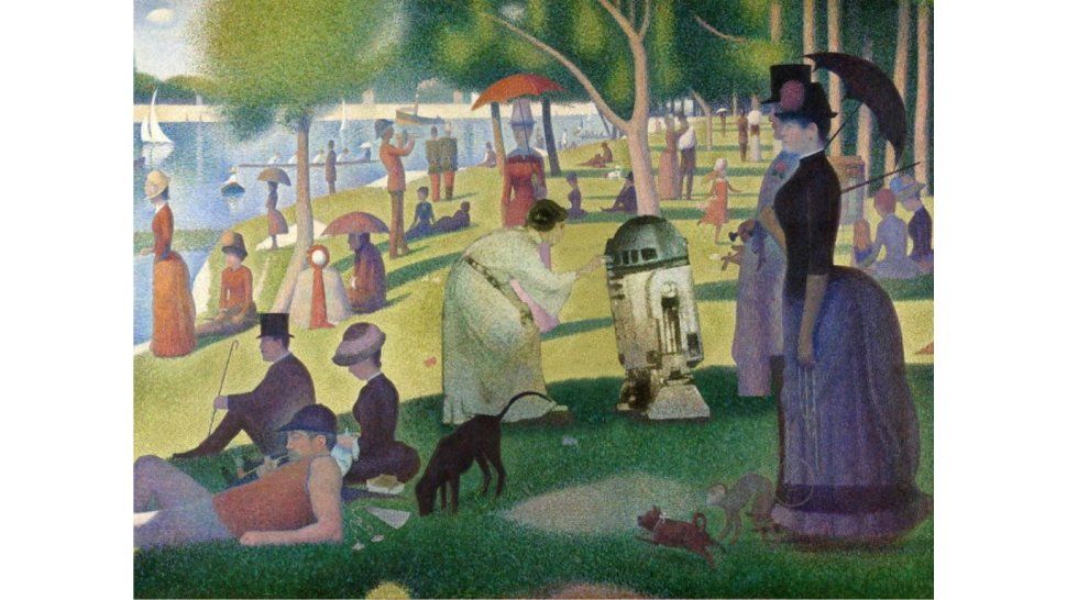 Tarde domingo en isla de la Grande Jatte