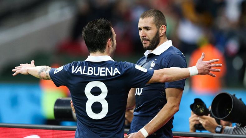 Karim Benzema y Mathieu Valbuena en la selección de Francia.