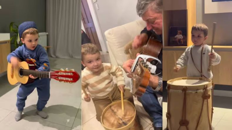 El mini gaucho viral: tiene tres años, hace folclore con su abuelo y conquista las redes.