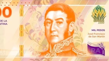 El nuevo billete de $1000, en honor José de San Martín.&nbsp;
