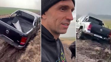 El emotivo gesto de Dibu Martínez con las personas que lo auxiliaron tras quedar varado.&nbsp;