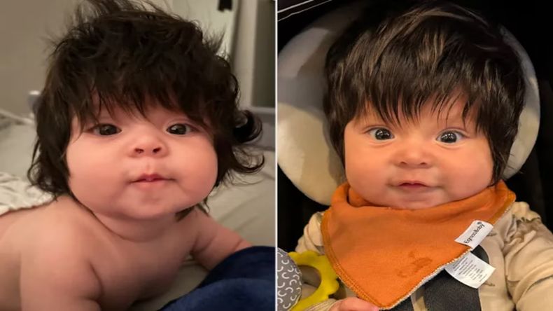 El bebé que se hizo viral por su melena a los 5 meses de edad.