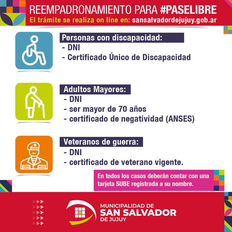 Requisitos para tramitar el pase libre en San Salvador de Jujuy.
