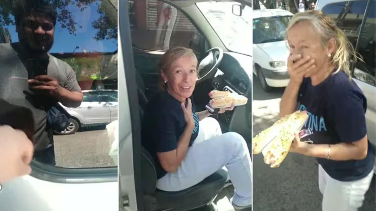 La protagonista, una mujer distraída, se subió al auto equivocado mientras llevaba unos panchos con papas.