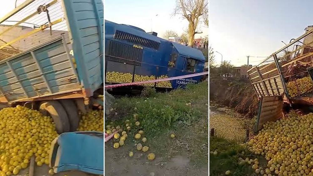 Tucumán: un tren embistió a un camión cargado de limones y terminó descarrilado.&nbsp;
