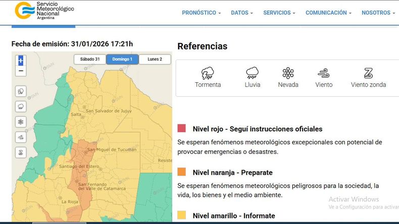 Continúa el alerta amarilla para este domingo en casi toda la provincia