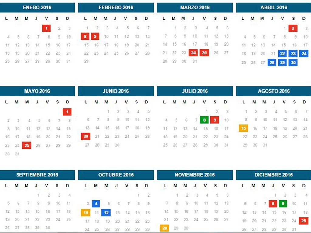 Calendario oficial