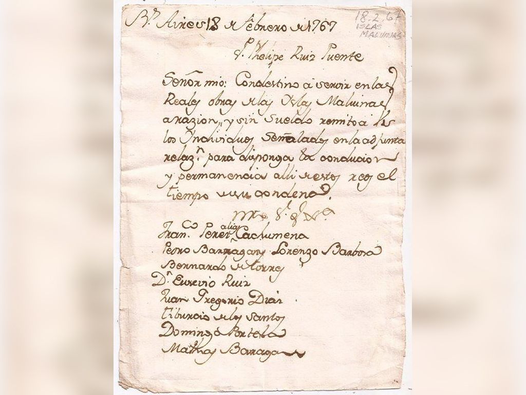 Documento inédito de Malvinas