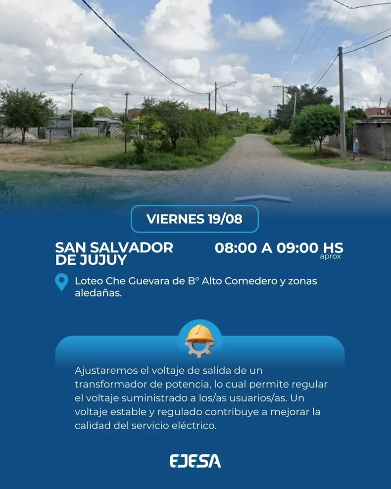 Este viernes habrá cortes de luz programados en Rodeo y San Salvador de Jujuy Este viernes habrá cortes de luz programados en Rodeo y San Salvador de Jujuy