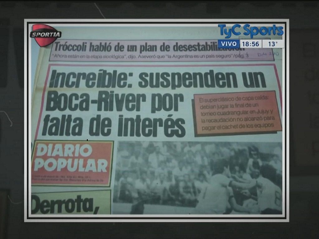 Recorte de diario de River-Boca en Jujuy